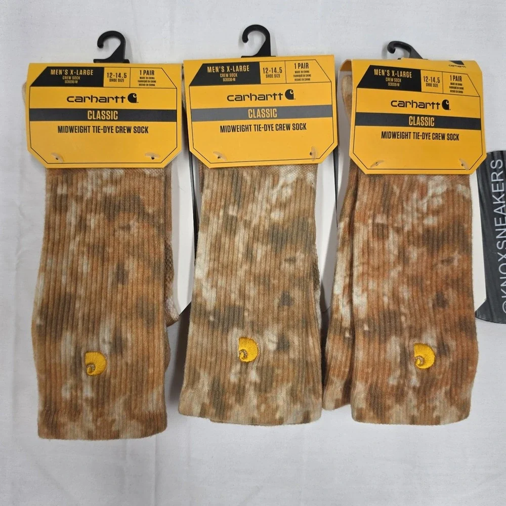 3 Pair Carhartt Classic Midweight Tie-Dye Crew Socks Men's Size XLarge 12-14.5